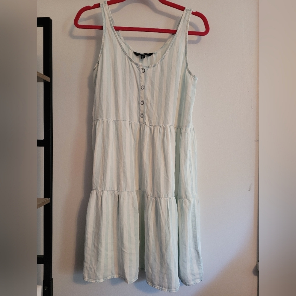 Blue and white striped dress
